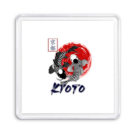 Магнит 55*55 с принтом Карпы Кои Киото в Курске, Пластик | Размер: 65*65 мм; Размер печати: 55*55 мм | киото япония японский стиль карпы кои