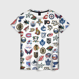 Женская футболка 3D с принтом Логотипы НХЛ в Курске, 100% полиэфир ( синтетическое хлопкоподобное полотно) | прямой крой, круглый вырез горловины, длина до линии бедер | capitals | nhl | penguins | pittsburgh | washington | блюз | бостон | брюинз | вашингтон | детройт | кэпиталз | логотипы нхл | нью йорк | пингвинз | питтсбург | рейнджерс | сан хосе шаркс | сент луис | тампа бэй