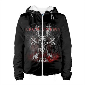 Женская куртка 3D с принтом Arch Enemy 25 в Курске, ткань верха — 100% полиэстер, подклад — флис | прямой крой, подол и капюшон оформлены резинкой с фиксаторами, два кармана без застежек по бокам, один большой потайной карман на груди. Карман на груди застегивается на липучку | Тематика изображения на принте: 