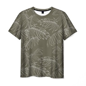 Мужская футболка 3D с принтом листья пальмы в Курске, 100% полиэфир | прямой крой, круглый вырез горловины, длина до линии бедер | casual | summer | летние | лето | пляжное | тренд | тропики