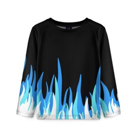 Детский лонгслив 3D с принтом Синее пламя в Курске, 100% полиэстер | длинные рукава, круглый вырез горловины, полуприлегающий силуэт
 | fire | flame | костёр | огонь | пламя | синее пламя | синий | узор