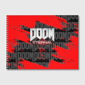 Альбом для рисования с принтом DOOM ETERNAL в Курске, 100% бумага
 | матовая бумага, плотность 200 мг. | Тематика изображения на принте: doom | doom eternal | game | дум | игра