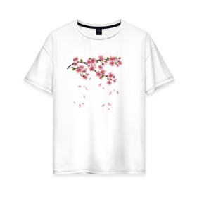 Женская футболка хлопок Oversize с принтом Весна 2020. в Курске, 100% хлопок | свободный крой, круглый ворот, спущенный рукав, длина до линии бедер
 | весенние картинки | весна | весна 2020 | зелнь | прекрасное время года | прикольные картинки | природа | птицы | тюльпаны | цветы