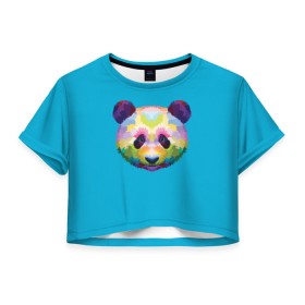 Женская футболка Crop-top 3D с принтом Панда в Курске, 100% полиэстер | круглая горловина, длина футболки до линии талии, рукава с отворотами | арт | голова панды | животные | медведи | панда