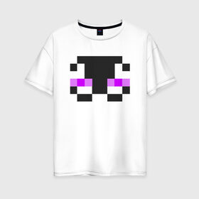 Женская футболка хлопок Oversize с принтом MINECRAFT в Курске, 100% хлопок | свободный крой, круглый ворот, спущенный рукав, длина до линии бедер
 | block | creeper | cube | minecraft | pixel | блок | геометрия | крафт | крипер | кубики | майнкрафт | пиксели