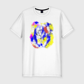 Мужская футболка хлопок Slim с принтом Красочное небо в Курске, 92% хлопок, 8% лайкра | приталенный силуэт, круглый вырез ворота, длина до линии бедра, короткий рукав | 2020 | абстракция | краски | настроение | небо | позитив | цвета | яркая