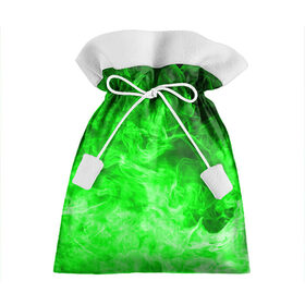 Подарочный 3D мешок с принтом ОГОНЬ GREEN NEON в Курске, 100% полиэстер | Размер: 29*39 см | битва огней | зеленый | неон | неоновый | огонь | пламя | пожар | салатовый | стихия | текстура | цветной | яркий