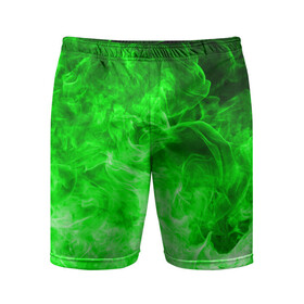 Мужские шорты спортивные с принтом ОГОНЬ GREEN NEON в Курске,  |  | битва огней | зеленый | неон | неоновый | огонь | пламя | пожар | салатовый | стихия | текстура | цветной | яркий