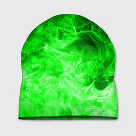 Шапка 3D с принтом ОГОНЬ GREEN NEON в Курске, 100% полиэстер | универсальный размер, печать по всей поверхности изделия | битва огней | зеленый | неон | неоновый | огонь | пламя | пожар | салатовый | стихия | текстура | цветной | яркий