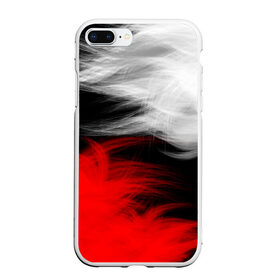 Чехол для iPhone 7Plus/8 Plus матовый с принтом ПЕРЬЯ в Курске, Силикон | Область печати: задняя сторона чехла, без боковых панелей | 2 цвета | белый | красно белый | красный | красный и белый | перья | пятна | текстура