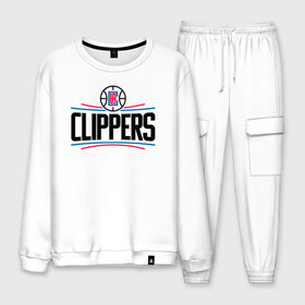 Мужской костюм хлопок с принтом Los Angeles Clippers (1) в Курске, 100% хлопок | на свитшоте круглая горловина, мягкая резинка по низу. Брюки заужены к низу, на них два вида карманов: два “обычных” по бокам и два объемных, с клапанами, расположенные ниже линии бедра. Брюки с мягкой трикотажной резинкой на поясе и по низу штанин. В поясе для дополнительного комфорта — широкие завязки | Тематика изображения на принте: ball | basketball | clippers | sport | streetball | баскетбол | клипперс | мяч | нба | спорт | стритбол