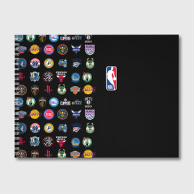 Альбом для рисования с принтом NBA (Team Logos 2) в Курске, 100% бумага
 | матовая бумага, плотность 200 мг. | Тематика изображения на принте: ball | basketball | sport | streetball | баскетбол | мяч | нба | спорт | стритбол