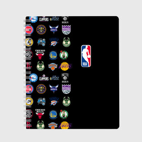 Тетрадь с принтом NBA (Team Logos 2) в Курске, 100% бумага | 48 листов, плотность листов — 60 г/м2, плотность картонной обложки — 250 г/м2. Листы скреплены сбоку удобной пружинной спиралью. Уголки страниц и обложки скругленные. Цвет линий — светло-серый
 | ball | basketball | sport | streetball | баскетбол | мяч | нба | спорт | стритбол