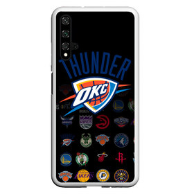 Чехол для Honor 20 с принтом Oklahoma City Thunder (2) в Курске, Силикон | Область печати: задняя сторона чехла, без боковых панелей | ball | basketball | sport | streetball | thunder | баскетбол | мяч | нба | спорт | стритбол | тандер