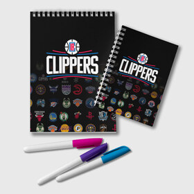 Блокнот с принтом Los Angeles Clippers (2) в Курске, 100% бумага | 48 листов, плотность листов — 60 г/м2, плотность картонной обложки — 250 г/м2. Листы скреплены удобной пружинной спиралью. Цвет линий — светло-серый
 | Тематика изображения на принте: ball | basketball | clippers | sport | streetball | баскетбол | клипперс | мяч | нба | спорт | стритбол