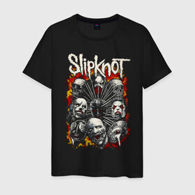 Мужская футболка хлопок с принтом Slipknot в Курске, 100% хлопок | прямой крой, круглый вырез горловины, длина до линии бедер, слегка спущенное плечо. | band | corey taylor | jim root | metal | mick thomson | slipknot | альтернативный | глэм | готик | гранж | грув | кори тейлор | крис фен | метал | музыка | пост | рок | слайпкнот | слипкнот | слипнот | хард