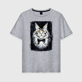 Женская футболка хлопок Oversize с принтом Hello kittys! в Курске, 100% хлопок | свободный крой, круглый ворот, спущенный рукав, длина до линии бедер
 | акварельный | арт | галстук бабочка | глаза | кот | коты | котяра | кошка | крутая рисунок | мейнкун | мейнкуны | мех | мэйн кун | портрет | рисованный | скетч | стильная | чёрный