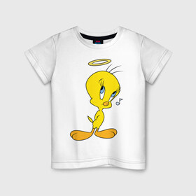 Детская футболка хлопок с принтом Твити в Курске, 100% хлопок | круглый вырез горловины, полуприлегающий силуэт, длина до линии бедер | looney tunes | tweety | vdzabma | луни тюнз | твити