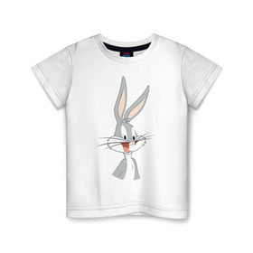 Детская футболка хлопок с принтом Багз Банни в Курске, 100% хлопок | круглый вырез горловины, полуприлегающий силуэт, длина до линии бедер | bugs bunny | looney tunes | vdzabma | багз банни | луни тюнз
