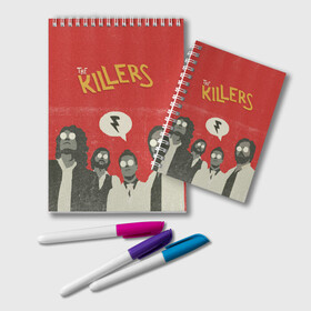 Блокнот с принтом The Killers в Курске, 100% бумага | 48 листов, плотность листов — 60 г/м2, плотность картонной обложки — 250 г/м2. Листы скреплены удобной пружинной спиралью. Цвет линий — светло-серый
 | Тематика изображения на принте: the killers | инди рок | музыка | рок | рок группа