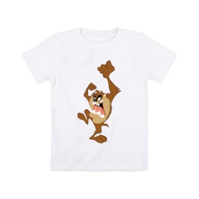 Детская футболка хлопок с принтом Таз в Курске, 100% хлопок | круглый вырез горловины, полуприлегающий силуэт, длина до линии бедер | looney tunes | tasmanian devil | taz | vdzabma | луни тюнз | таз | тасманский дьявол