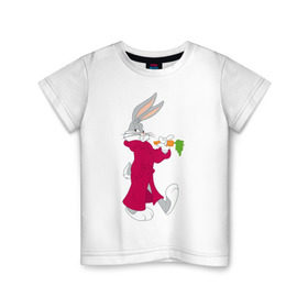 Детская футболка хлопок с принтом Багз Банни в Курске, 100% хлопок | круглый вырез горловины, полуприлегающий силуэт, длина до линии бедер | Тематика изображения на принте: bugs bunny | looney tunes | vdzabma | багз банни | луни тюнз
