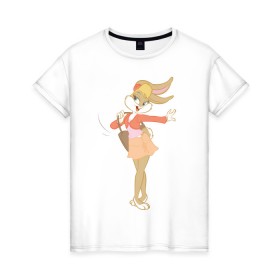 Женская футболка хлопок с принтом Лола Банни в Курске, 100% хлопок | прямой крой, круглый вырез горловины, длина до линии бедер, слегка спущенное плечо | lola bunny | looney tunes | vdzabma | лола банни | луни тюнз
