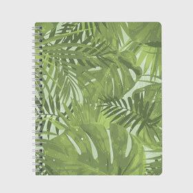 Тетрадь с принтом Я из джунглей в Курске, 100% бумага | 48 листов, плотность листов — 60 г/м2, плотность картонной обложки — 250 г/м2. Листы скреплены сбоку удобной пружинной спиралью. Уголки страниц и обложки скругленные. Цвет линий — светло-серый
 | branch | foliage | leafy | nature | арт | ветка | веточка | джунгли | зеленый | лист | листочки | листья | природа | черный