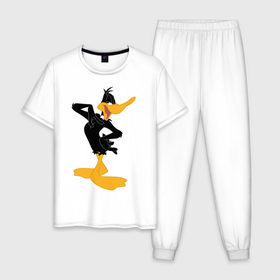 Мужская пижама хлопок с принтом Даффи Дак в Курске, 100% хлопок | брюки и футболка прямого кроя, без карманов, на брюках мягкая резинка на поясе и по низу штанин
 | daffy duck | looney tunes | vdzabma | даффи дак | луни тюнз