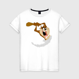 Женская футболка хлопок с принтом Таз в Курске, 100% хлопок | прямой крой, круглый вырез горловины, длина до линии бедер, слегка спущенное плечо | looney tunes | tasmanian devil | taz | vdzabma | луни тюнз | таз | тасманский дьявол