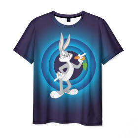 Мужская футболка 3D с принтом Багз Банни в Курске, 100% полиэфир | прямой крой, круглый вырез горловины, длина до линии бедер | bugs bunny | looney tunes | vdzabma | багз банни | луни тюнз