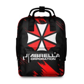 Женский рюкзак 3D с принтом Umbrella Corporation. в Курске, 100% полиэстер | лямки с регулируемой длиной, сверху ручки, чтобы рюкзак нести как сумку. Основное отделение закрывается на молнию, как и внешний карман. Внутри два дополнительных кармана, один из которых закрывается на молнию. По бокам два дополнительных кармашка, куда поместится маленькая бутылочка
 | Тематика изображения на принте: resident evil | umbrella corporation | амбрелла | амбрелла корпорейшн | вирус | вымышленная военная и фармацевтическая корпорация | игра | умбрелла