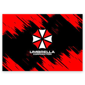 Поздравительная открытка с принтом Umbrella Corporation. в Курске, 100% бумага | плотность бумаги 280 г/м2, матовая, на обратной стороне линовка и место для марки
 | resident evil | umbrella corporation | амбрелла | амбрелла корпорейшн | вирус | вымышленная военная и фармацевтическая корпорация | игра | умбрелла