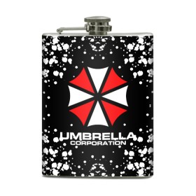 Фляга с принтом Umbrella Corporation. в Курске, металлический корпус | емкость 0,22 л, размер 125 х 94 мм. Виниловая наклейка запечатывается полностью | Тематика изображения на принте: resident evil | umbrella corporation | амбрелла | амбрелла корпорейшн | вирус | вымышленная военная и фармацевтическая корпорация | игра | умбрелла