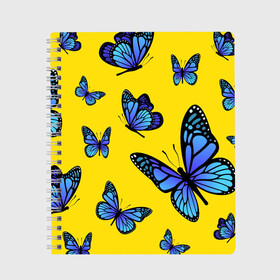 Тетрадь с принтом БАБОЧКИ в Курске, 100% бумага | 48 листов, плотность листов — 60 г/м2, плотность картонной обложки — 250 г/м2. Листы скреплены сбоку удобной пружинной спиралью. Уголки страниц и обложки скругленные. Цвет линий — светло-серый
 | animals | blue | butterflies | game | insects | life is strange | moth | wings | бабочки | животные | игра | крылья | мотылек | насекомые