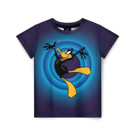 Детская футболка 3D с принтом Даффи Дак в Курске, 100% гипоаллергенный полиэфир | прямой крой, круглый вырез горловины, длина до линии бедер, чуть спущенное плечо, ткань немного тянется | daffy duck | looney tunes | vdzabma | даффи дак | луни тюнз
