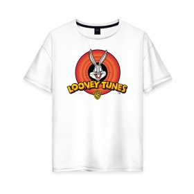 Женская футболка хлопок Oversize с принтом Багз Банни в Курске, 100% хлопок | свободный крой, круглый ворот, спущенный рукав, длина до линии бедер
 | Тематика изображения на принте: bugs bunny | looney tunes | vdzabma | багз банни | луни тюнз