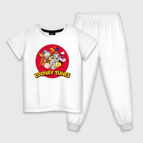Детская пижама хлопок с принтом Looney Tunes в Курске, 100% хлопок |  брюки и футболка прямого кроя, без карманов, на брюках мягкая резинка на поясе и по низу штанин
 | bugs bunny | daffy duck | looney tunes | sylvester | tasmanian devil | taz | tweety | vdzabma | багз банни | даффи дак | луни тюнз | сильвестр | таз | тасманский дьявол | твити
