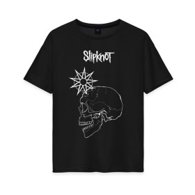 Женская футболка хлопок Oversize с принтом Slipknot в Курске, 100% хлопок | свободный крой, круглый ворот, спущенный рукав, длина до линии бедер
 | band | corey taylor | jim root | metal | mick thomson | slipknot | альтернативный | глэм | готик | гранж | грув | кори тейлор | крис фен | метал | музыка | пост | рок | слайпкнот | слипкнот | слипнот | хард