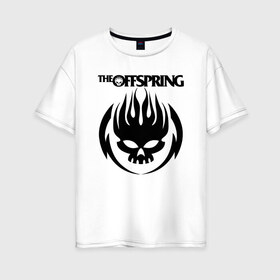 Женская футболка хлопок Oversize с принтом THE OFFSPRING в Курске, 100% хлопок | свободный крой, круглый ворот, спущенный рукав, длина до линии бедер
 | america | offspring | the offspring | usa | америка | атом уиллард | грег к | декстер холланд | джеймс лилья | нудлс | огонь | офспринг | оффспринг | пит парада | пламя | рон уэлти | сша | череп