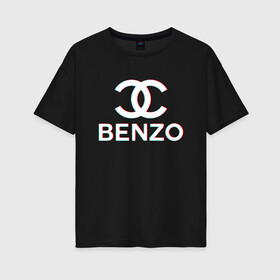 Женская футболка хлопок Oversize с принтом BBT BENZO GANG в Курске, 100% хлопок | свободный крой, круглый ворот, спущенный рукав, длина до линии бедер
 | bbt | benzo | benzo gang | big baby tape | ббт | бензо