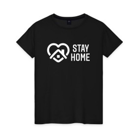 Женская футболка хлопок с принтом INSTAGRAM (STAY HOME). в Курске, 100% хлопок | прямой крой, круглый вырез горловины, длина до линии бедер, слегка спущенное плечо | instagram | stay home | дистанция | инстаграм | логотип | лучше дома | остаться дома | сиди дома