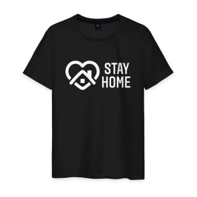 Мужская футболка хлопок с принтом INSTAGRAM (STAY HOME). в Курске, 100% хлопок | прямой крой, круглый вырез горловины, длина до линии бедер, слегка спущенное плечо. | instagram | stay home | дистанция | инстаграм | логотип | лучше дома | остаться дома | сиди дома
