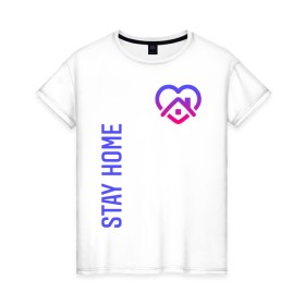 Женская футболка хлопок с принтом INSTAGRAM (STAY HOME). в Курске, 100% хлопок | прямой крой, круглый вырез горловины, длина до линии бедер, слегка спущенное плечо | 
