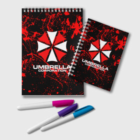 Блокнот с принтом Umbrella Corporation в Курске, 100% бумага | 48 листов, плотность листов — 60 г/м2, плотность картонной обложки — 250 г/м2. Листы скреплены удобной пружинной спиралью. Цвет линий — светло-серый
 | resident evil | umbrella corporation | амбрелла | амбрелла корпорейшн | вирус | вымышленная военная и фармацевтическая корпорация | игра | умбрелла