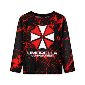 Детский лонгслив 3D с принтом Umbrella Corporation. в Курске, 100% полиэстер | длинные рукава, круглый вырез горловины, полуприлегающий силуэт
 | resident evil | umbrella corporation | амбрелла | амбрелла корпорейшн | вирус | вымышленная военная и фармацевтическая корпорация | игра | умбрелла