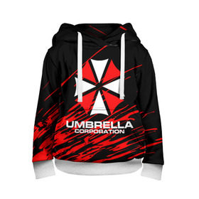 Детская толстовка 3D с принтом Umbrella Corporation. в Курске, 100% полиэстер | двухслойный капюшон со шнурком для регулировки, мягкие манжеты на рукавах и по низу толстовки, спереди карман-кенгуру с мягким внутренним слоем | resident evil | umbrella corporation | амбрелла | амбрелла корпорейшн | вирус | вымышленная военная и фармацевтическая корпорация | игра | умбрелла