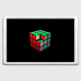Магнит 45*70 с принтом Кубик Рубика в Курске, Пластик | Размер: 78*52 мм; Размер печати: 70*45 | Тематика изображения на принте: 3d | головоломка | игры | кубик | мозг | недостающий | рубика | элемент