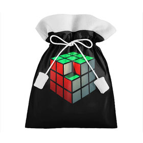 Подарочный 3D мешок с принтом Кубик Рубика в Курске, 100% полиэстер | Размер: 29*39 см | 3d | головоломка | игры | кубик | мозг | недостающий | рубика | элемент