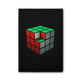 Обложка для автодокументов с принтом Кубик Рубика в Курске, натуральная кожа |  размер 19,9*13 см; внутри 4 больших “конверта” для документов и один маленький отдел — туда идеально встанут права | Тематика изображения на принте: 3d | головоломка | игры | кубик | мозг | недостающий | рубика | элемент